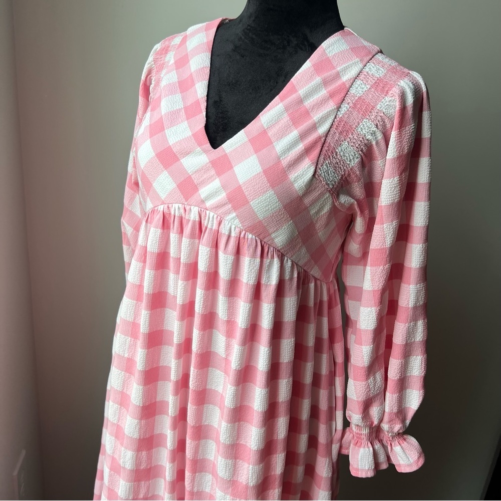 Entro All Mine Pink and White Midi Dress